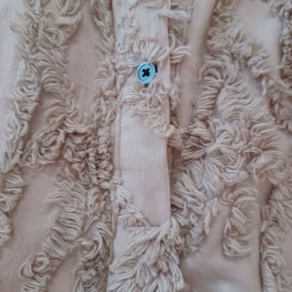 Womens Tan Textured Fringed Embroidery Pullover Longline Shacket DressSize S - Picture 16 of 16